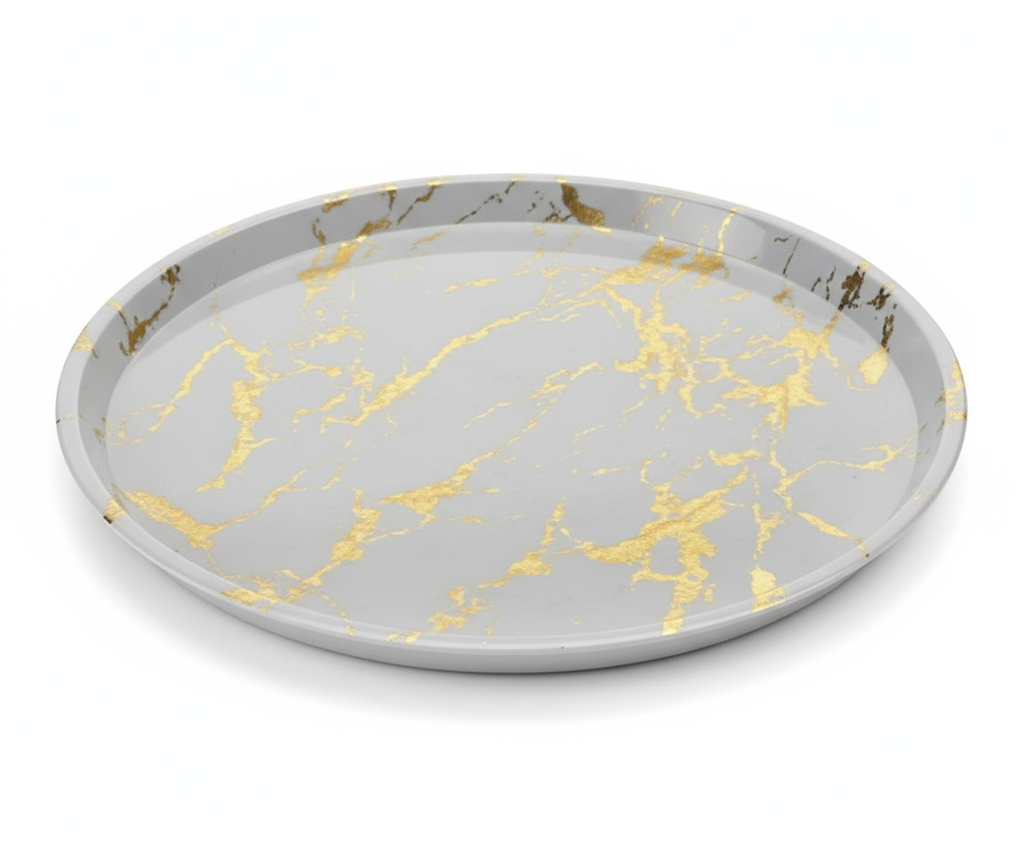[IC153_WhiteGold] Designer Salver / Serving Tray  40cm